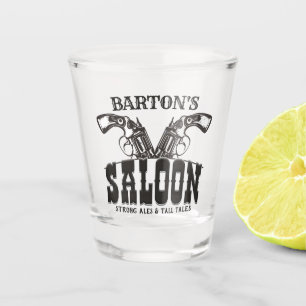 Personalisierter NAME Wild West Revolver Saloon Schnapsglas