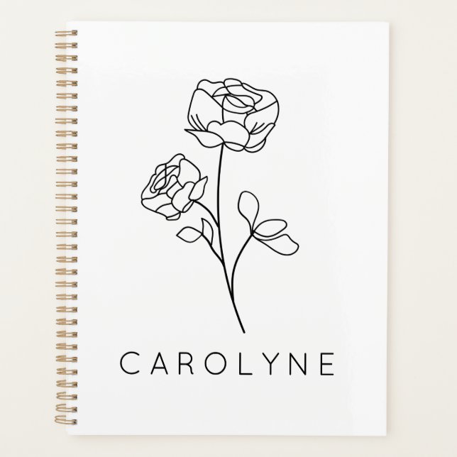 Personalisierter Name Wildblume Planer (Vorderseite)
