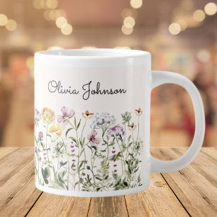 Personalisierter Name Wildblumengarten Jumbo-Tasse