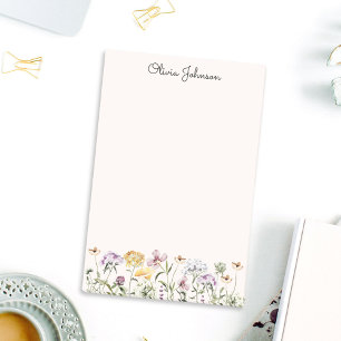 Personalisierter Name Wildblumengarten Post-it Klebezettel