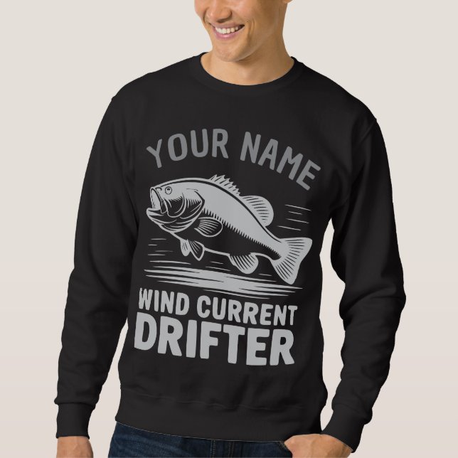 Personalisierter Name Windstrom-Drifter-Barsch-Fis Sweatshirt (Vorderseite)