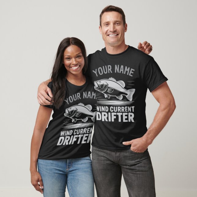 Personalisierter Name Windstrom-Drifter-Barsch-Fis T-Shirt (Unisex)