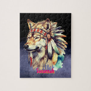 Personalisierter Name Wolf Puzzle