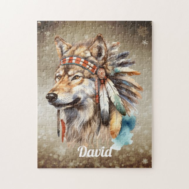 Personalisierter Name Wolf Puzzle (Vertikal)