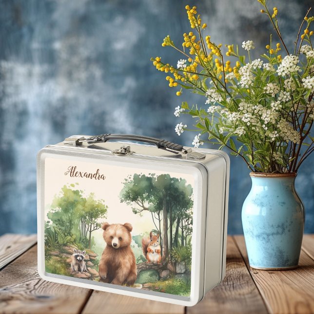 Personalisierter Name Woodland Animals Metall Brotdose (Von Creator hochgeladen)