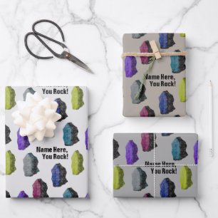 Personalisierter Name: "You Rock!" Farbige Edelste Geschenkpapier Set