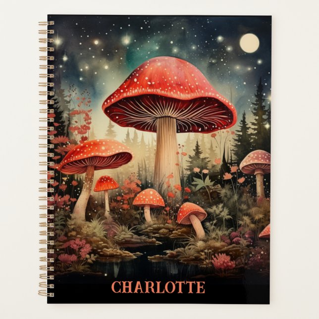 Personalisierter Name Zaubermagie Mushroom Planer (Vorderseite)