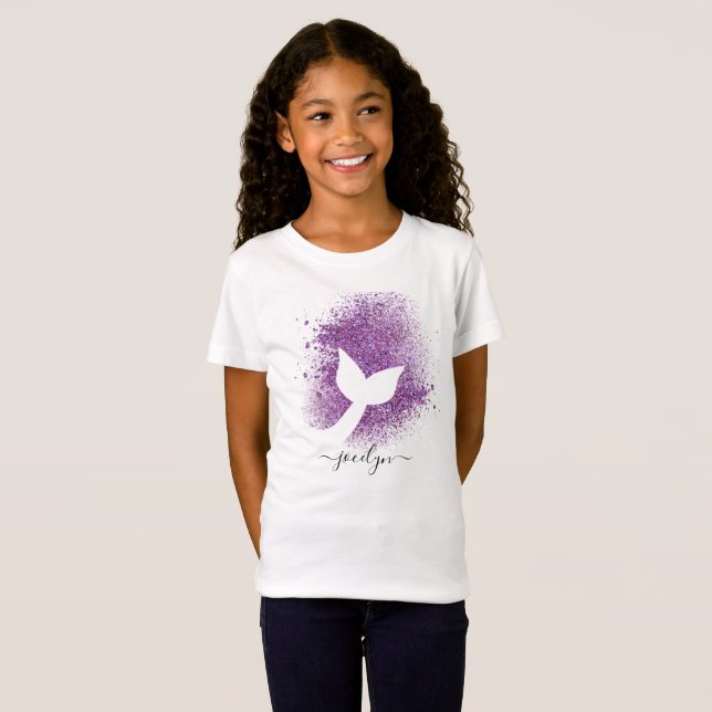 Personalisierter Name zum Mermaid Schwanz Silhouet T-Shirt (Vorne ganz)