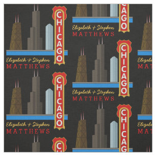 Personalisierter Namen-Chicago Illinois Skyline Stoff