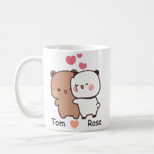 Personalisierter Namens-Cute-Bär-Paar-Becher Kaffeetasse