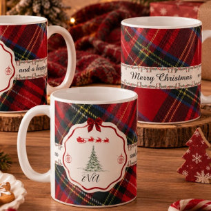 Personalisierter Namens-Feiertags-Karo-Kaffeebeche Kaffeetasse