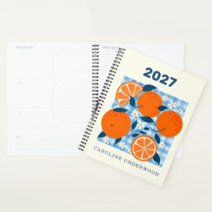 Personalisierter Namens-Retro-Orange-Marktplaner Planer