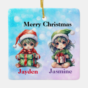 Personalisierter Namens-Weihnachtsschmuck Keramikornament