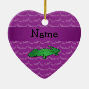 Personalisierter Namensalligatorlila Schläger Keramik Ornament