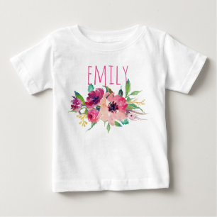 Personalisierter Namensbaby-MädchenWatercolor Baby T-shirt