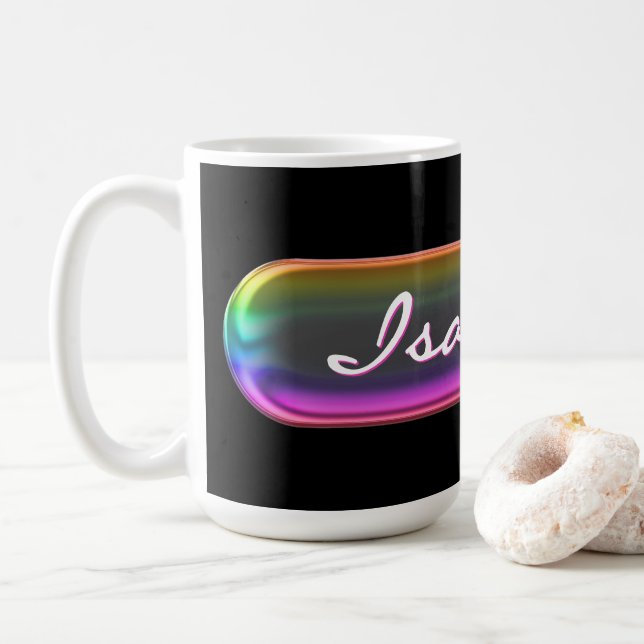 Personalisierter Namensbecher | Irisierender Glase Kaffeetasse (Mit Donut)