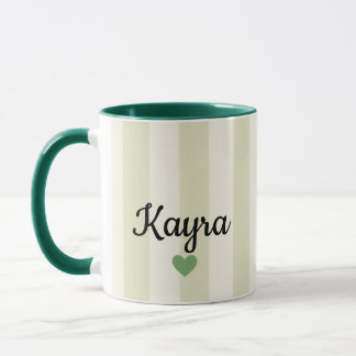 Personalisierter Namensbecher | Salbeigrün gestrei Tasse