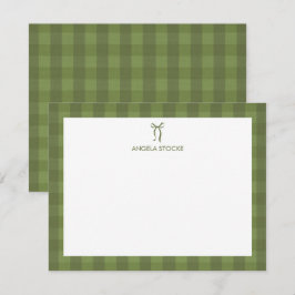Personalisierter Namensbogen Grün Gingham Mitteilungskarte