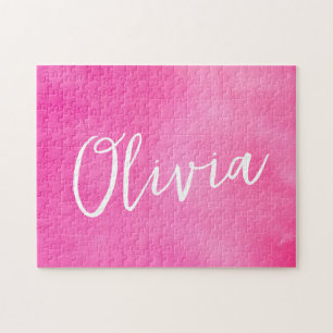 Personalisierter Namensgradient Ombre Rosa Puzzle
