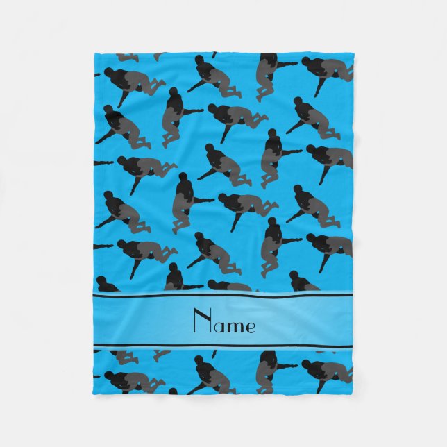 Personalisierter Namenshimmelblau-Wrestling Fleecedecke (Vorderseite)