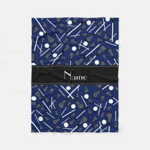 Personalisierter Namensmarineblau Lacrosse Fleecedecke