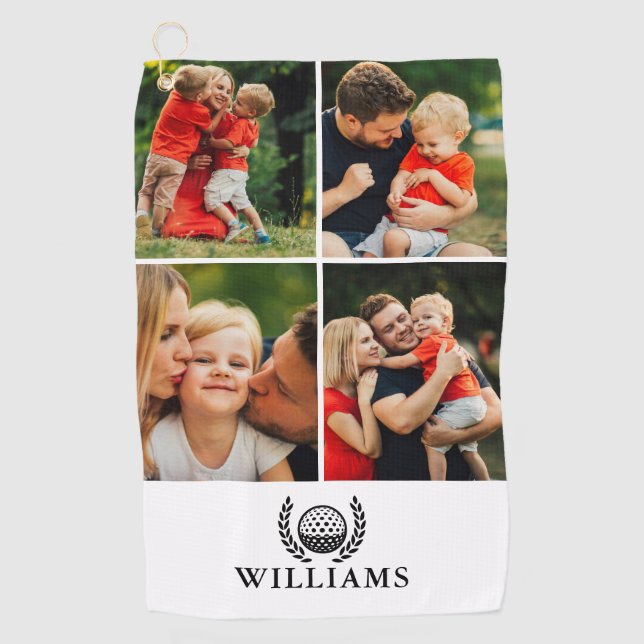 Personalisierter Namensmonogramm 4 Foto Golfhandtuch (Vorderseite)