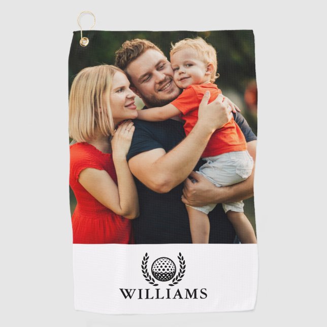 Personalisierter Namensmonogramm-Foto Golfhandtuch (Vorderseite)