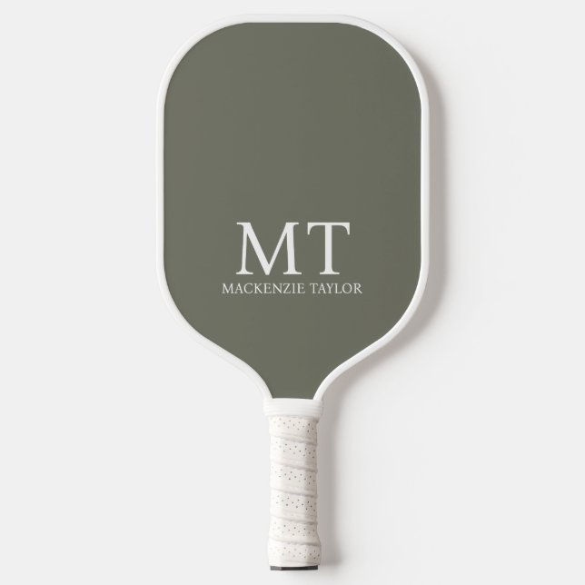 Personalisierter Namensmonogramm Karomuster Pickleball Schläger (Vorderseite)