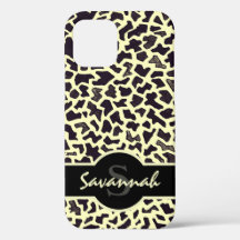 Personalisierter Namensmonogramm Leopard iPhone 12