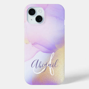 Personalisierter Namensmonogramm Lila Wasserfarbe  Case-Mate iPhone Hülle