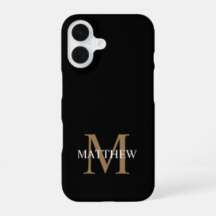 Personalisierter Namensmonogramm Schwarz iPhone 16 Hülle
