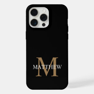 Personalisierter Namensmonogramm Schwarz iPhone 15 Pro Max Hülle