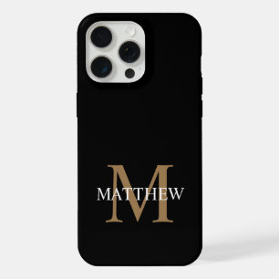 Personalisierter Namensmonogramm Schwarz iPhone 15 Pro Max Hülle