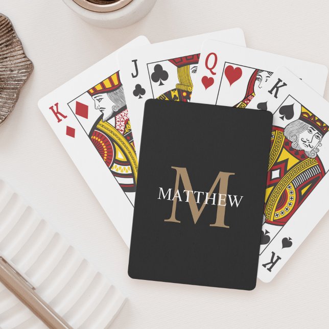 Personalisierter Namensmonogramm Schwarz Spielkarten (Von Creator hochgeladen)