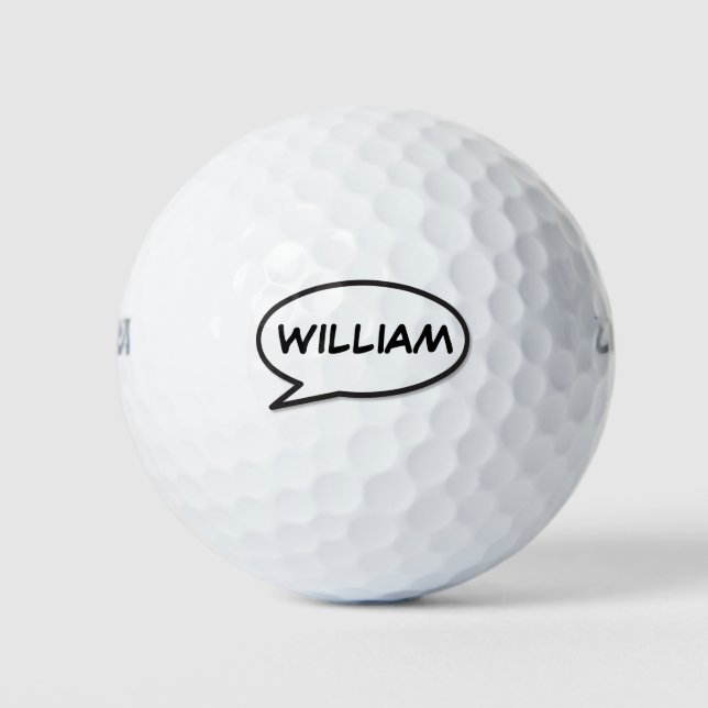 Personalisierter Namensmonogramm-Sprechblase Golfball (Vorderseite)
