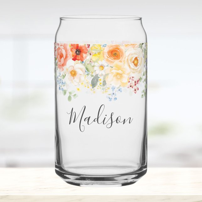 Personalisierter Namensmonogramm-Wasserfarben-Sonn Dosenglas (Von Creator hochgeladen)