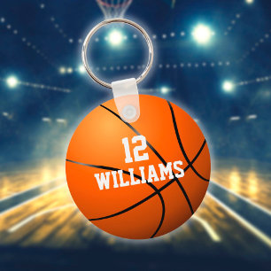 Personalisierter Namensnummer-Basketball Schlüsselanhänger
