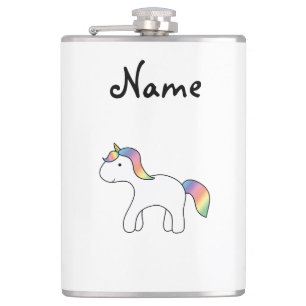 Personalisierter Namensregenbogenbaby Unicorn Flachmann