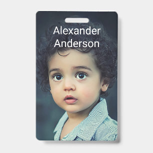 Personalisierter Namensschild für Kinderfotos Ausweis