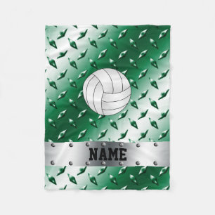 Personalisierter Namensvolleyballgrün-Diamantstah Fleecedecke