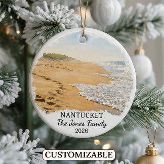 Personalisierter Nantucket-Schmuck, Massachusetts Keramik Ornament