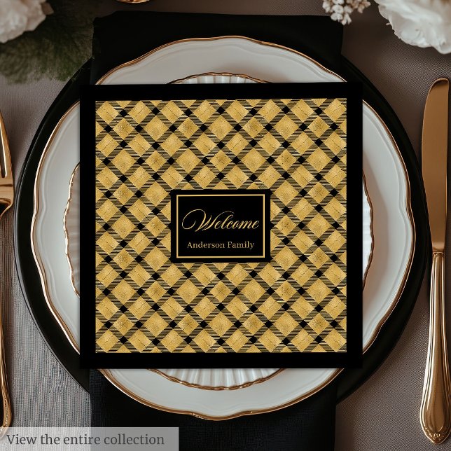 Personalisierter Napkins Black Gold Elegante Gebur Serviette (Personalized Napkins Black Gold Elegant Birthday Style)