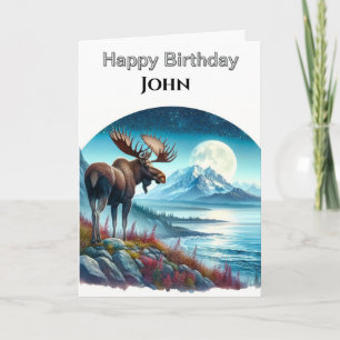 Personalisierter Natur-Geburtstag mit Elchen bei N Karte
