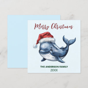 Personalisierter Nautikwal in der Weihnachtsmannmü Feiertagskarte