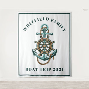 Personalisierter nautischer Anker-Familien-Fotoaut Wandteppich