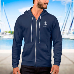 Personalisierter nautischer Anker und Seil-Boot-Na Hoodie