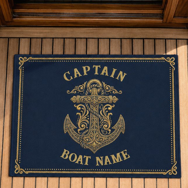 Personalisierter nautischer Kapitän Boot Name Anke Fußmatte (Von Creator hochgeladen)