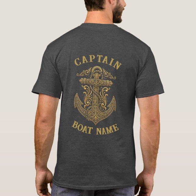 Personalisierter nautischer Kapitän Boot Name Anke T-Shirt (Rückseite)