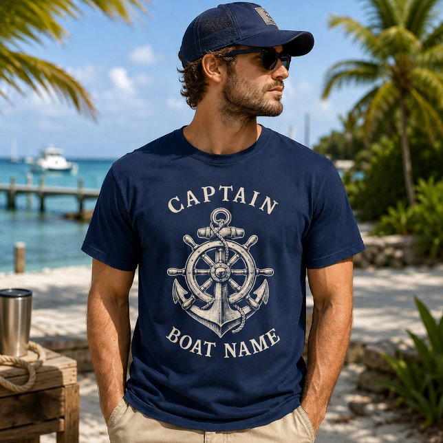 Personalisierter nautischer Kapitän Boot Name Anke T-Shirt (Von Creator hochgeladen)