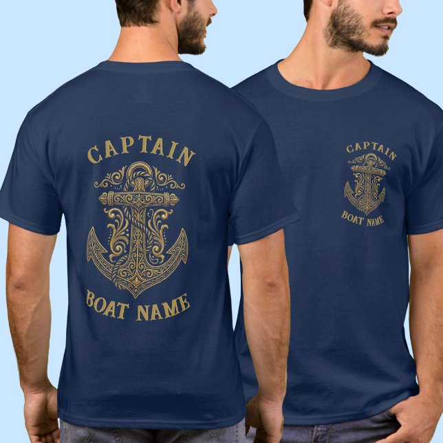 Personalisierter nautischer Kapitän Boot Name Anke T-Shirt (Von Creator hochgeladen)